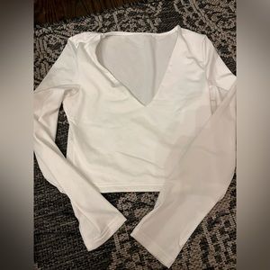 white long sleeve v neck